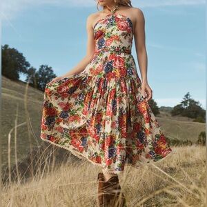 Eddy Krystal Midi Dress - Dove White/Multicolor Blooming Floral Size XXS